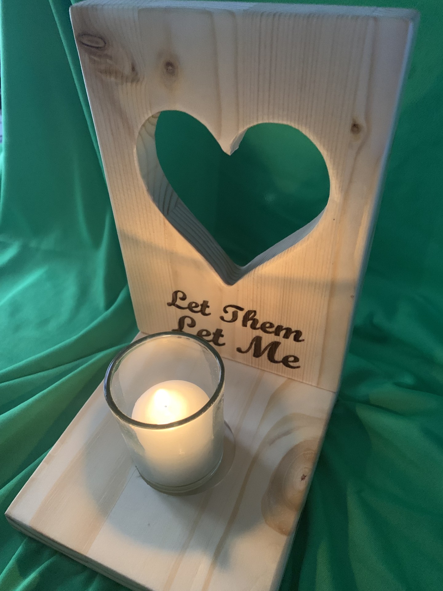 Candle Stand $25.00  Your choice of saying