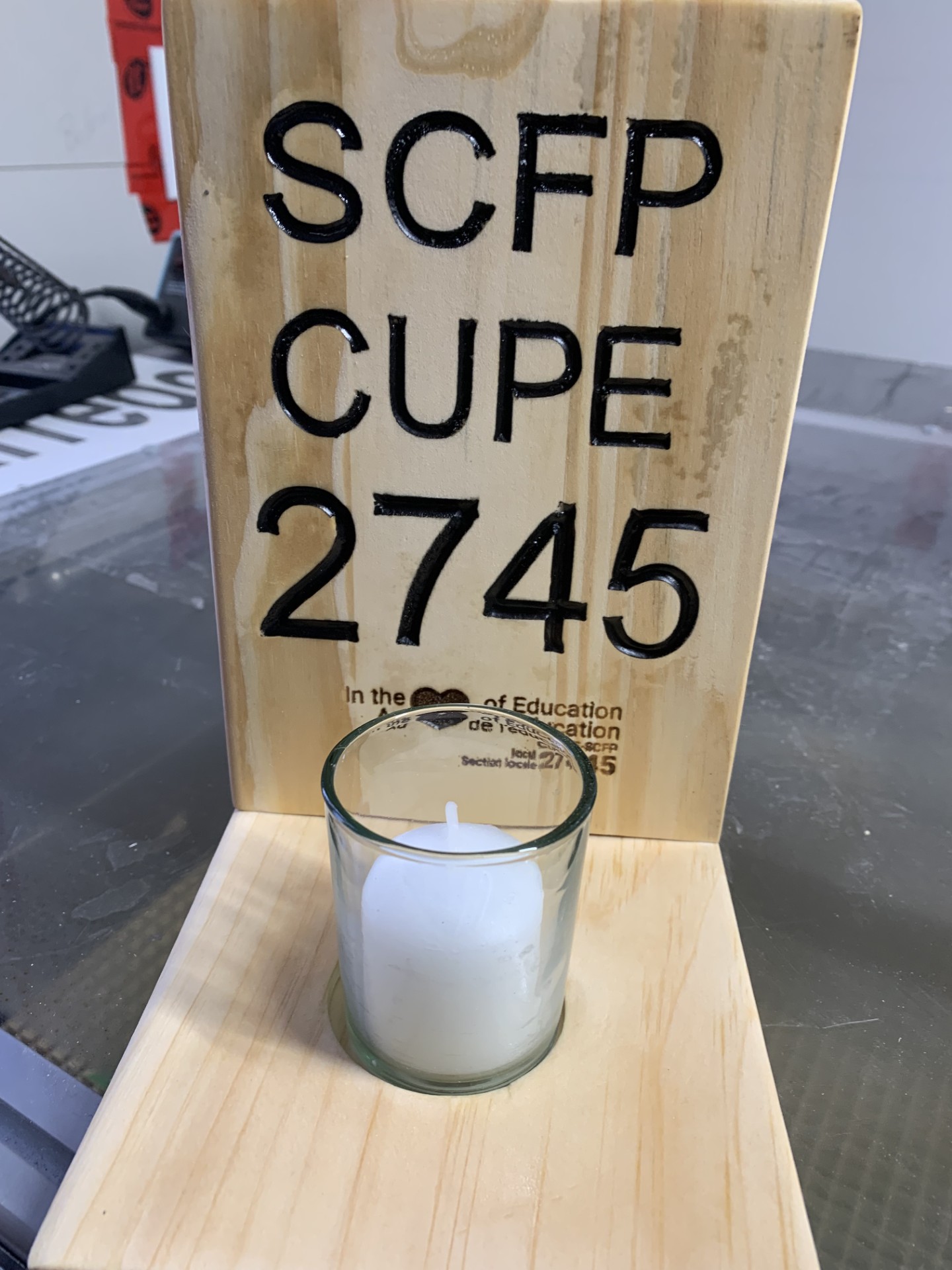 Candle Stand $25.00  Your choice of saying